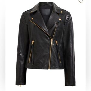 NWOT All Saints Dalby Leather Jacket with gold hardware